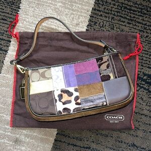 Coach Patchwork Shoulder Bag - Brown and Purple